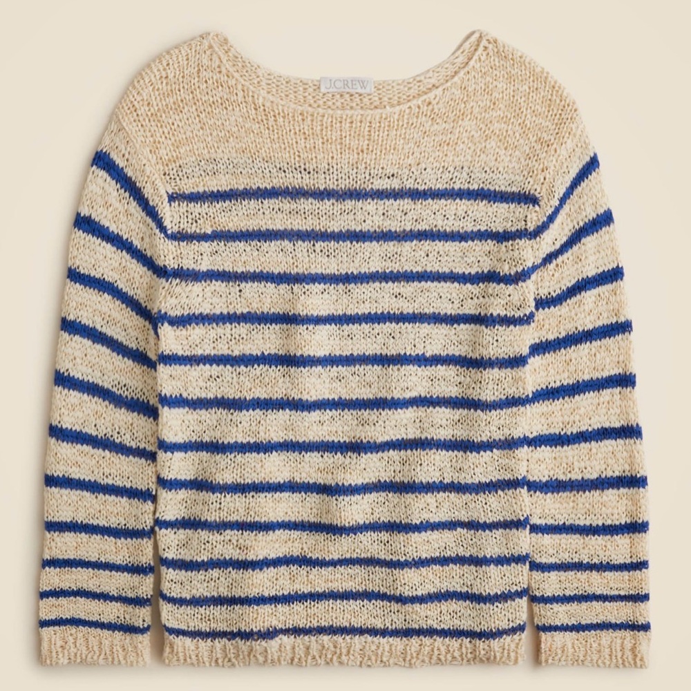 J. Crew Women's Sweater - Beige and Blue Stripes